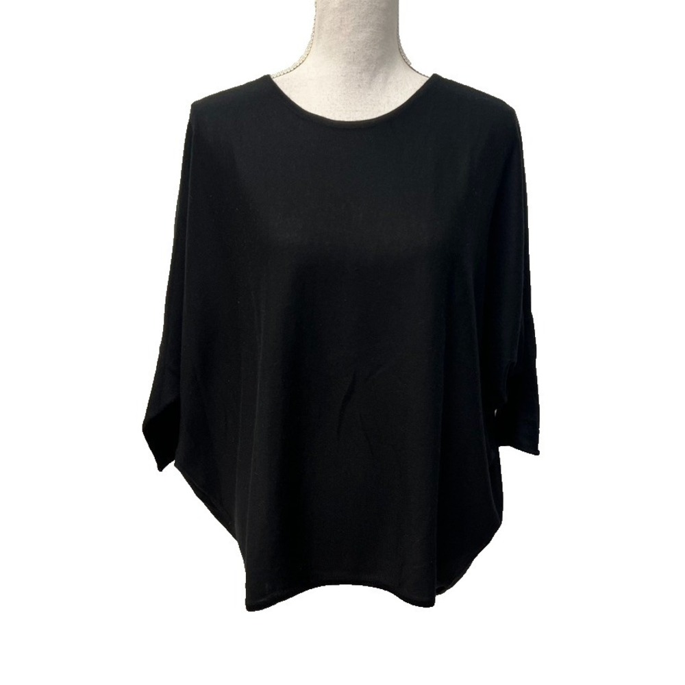 Leetha Cashmere Silk Sweater Jumper Womens XS Black Dolman Sleeve Oversize